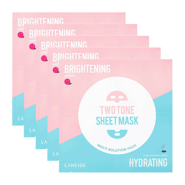LANEIGE Two Tone Sheet Mask 28mL * 5 PCS : Brightening & Hydrating